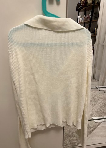 Beyaz Örgü Kadın Uzun Kollu Triko - Görsel 2