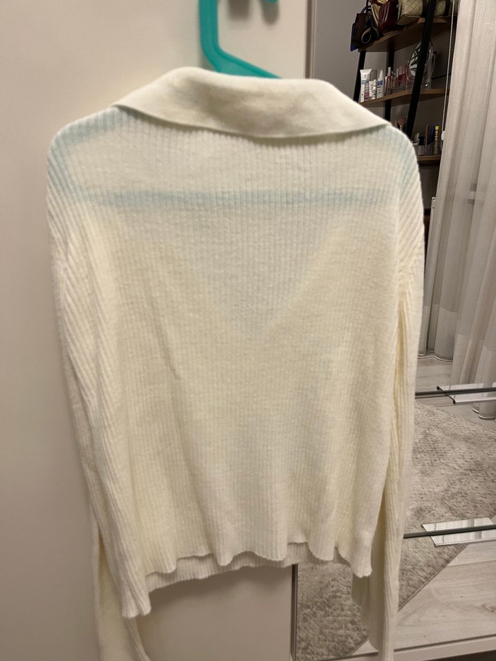Beyaz Örgü Kadın Uzun Kollu Triko - Görsel 2