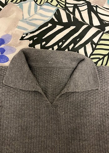 Gri Örgü Kadın Triko Kazak - Görsel 2