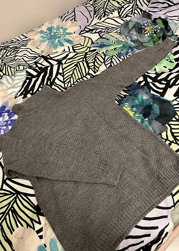 Gri Örgü Kadın Triko Kazak - Görsel 3