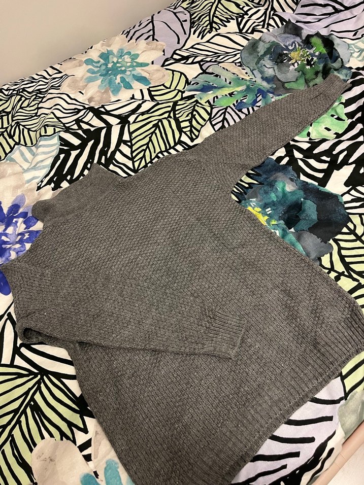 Gri Örgü Kadın Triko Kazak - Görsel 3