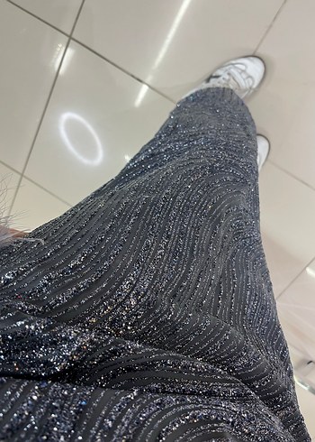 Gri Tüylü Uzun Kadın Elbise - Görsel 9