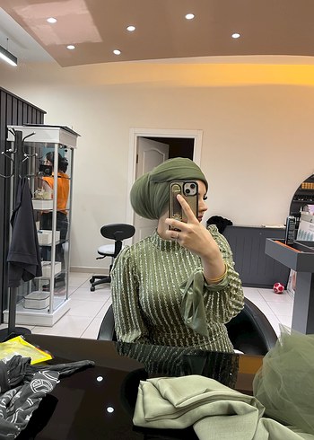 Haki Renkli Bohem abiye - Görsel 2