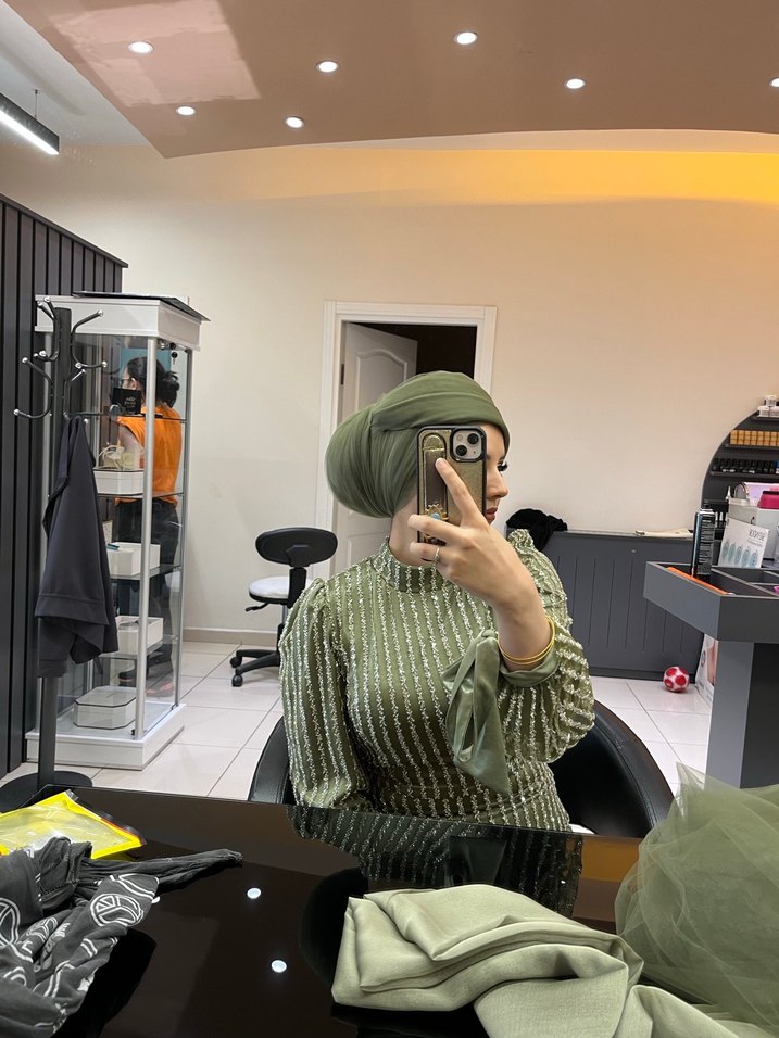 Haki Renkli Bohem abiye - Görsel 2