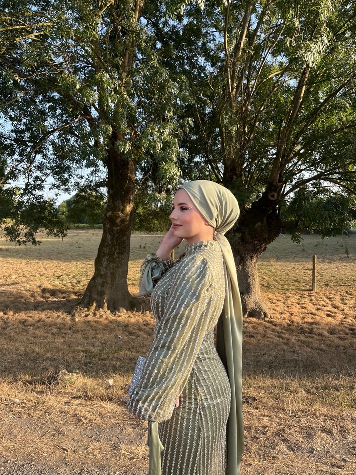 Haki Renkli Bohem abiye - Görsel 5