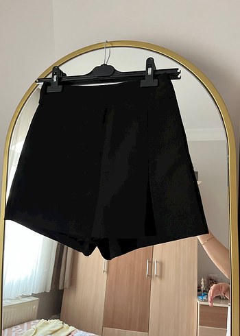 Düz Siyah Pilili Mini Etek - Görsel 3