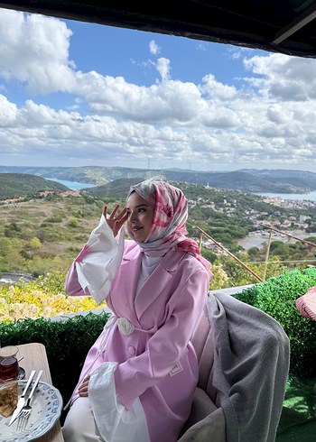 Pembe Drapeli Kadın Şal - Görsel 3