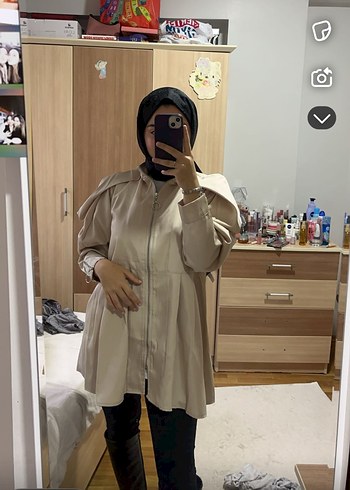 Zara Bej Midi Kadın Trençkot Yüksek Yakalı