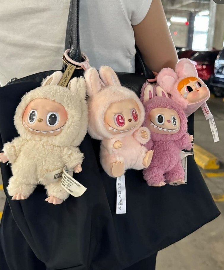 Gri Peluş labubu Oyuncak - Görsel 3