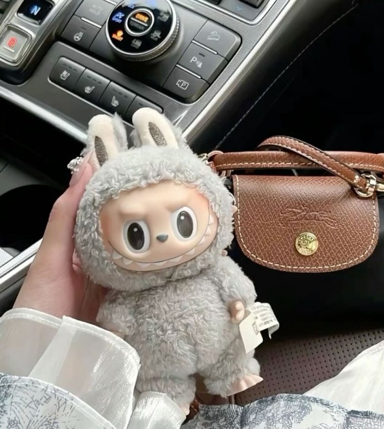 Gri Peluş labubu Oyuncak - Görsel 2