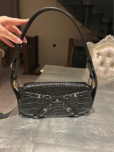 Lilith Black Croc Manc Çanta