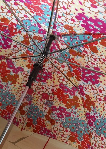 Çiçek Desenli Çok Renkli Kadın Şemsiye - Görsel 8