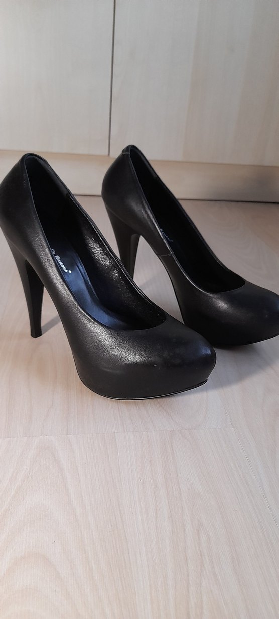 Kadın Siyah Deri Stiletto Platform Topuklu - Görsel 2