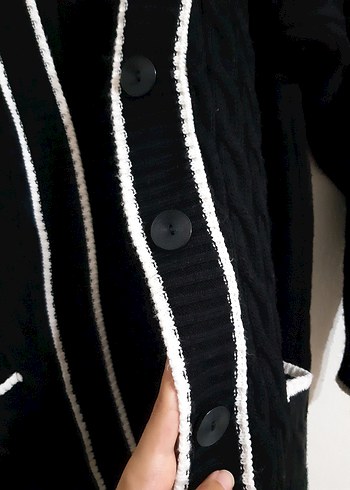 Kadın Siyah Uzun Triko Hırka - Görsel 5