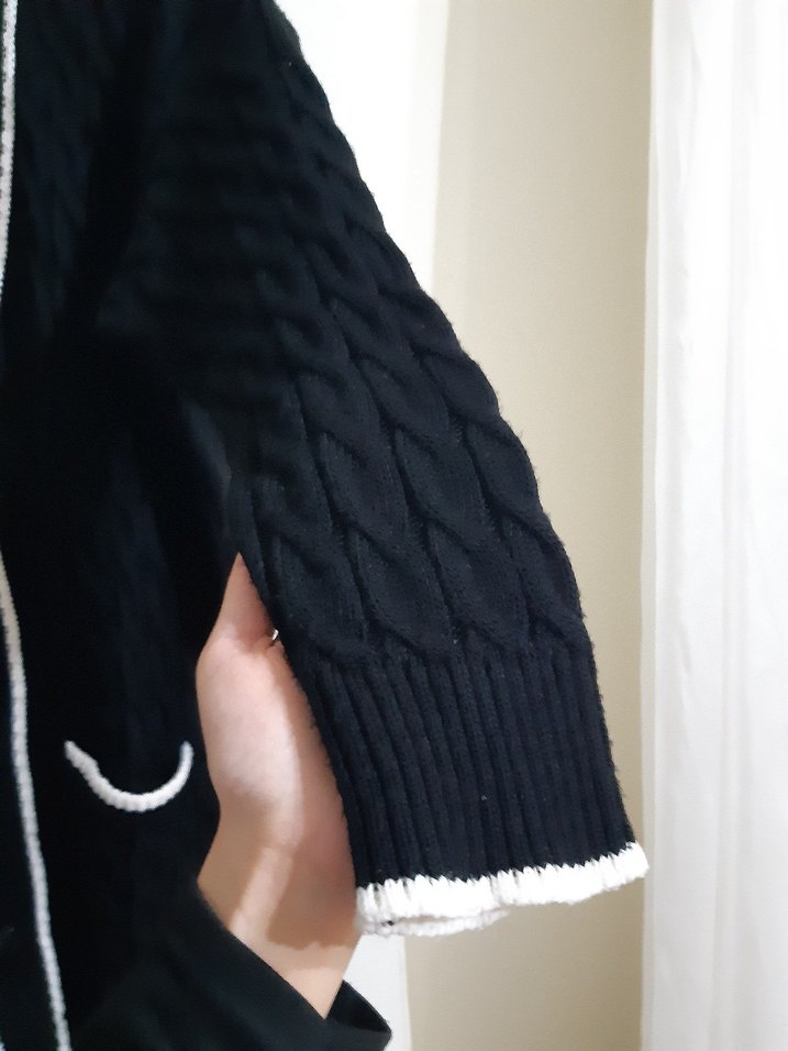 Kadın Siyah Uzun Triko Hırka - Görsel 3