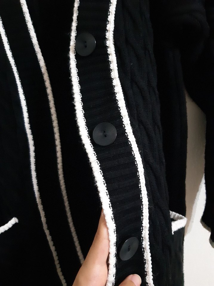 Kadın Siyah Uzun Triko Hırka - Görsel 5