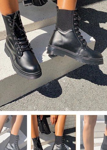 38 Beden Siyah Platform Topuklu Goth Tarzı Kadın Botları