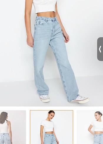 Trendyol & Milla Bej Normal Paça Kadın Denim Pantolon