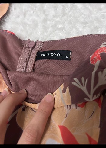 Trendyol & Milla Bordo Çiçekli Uzun Kollu Bohem Elbise