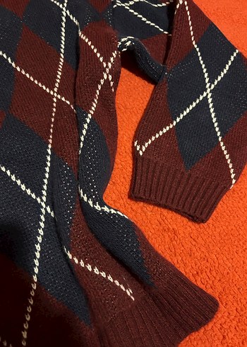 Bordo Baklava Desenli Kazak - Görsel 4