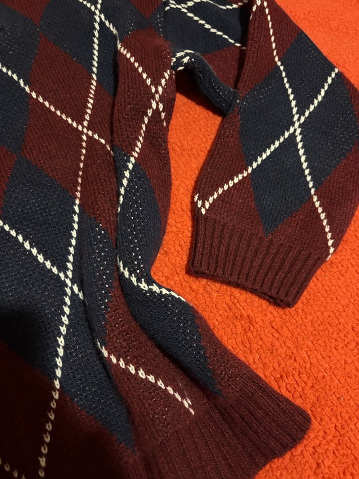 Bordo Baklava Desenli Kazak - Görsel 4