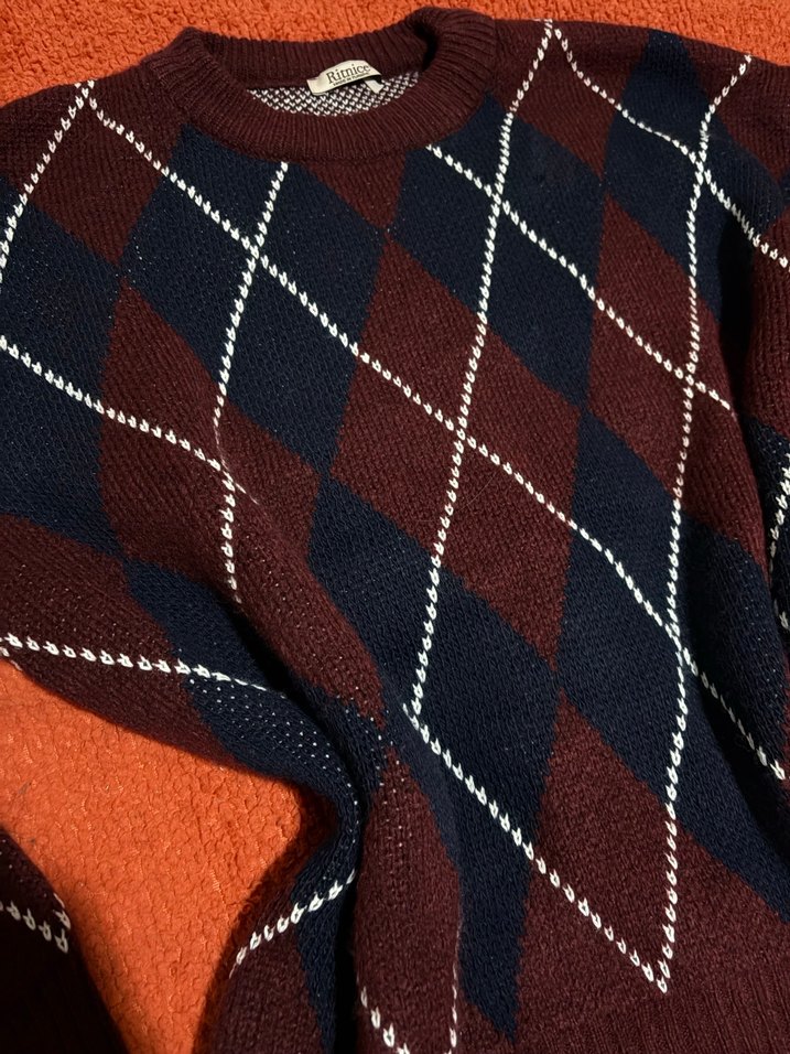 Bordo Baklava Desenli Kazak - Görsel 2