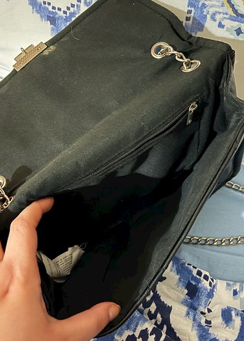 Siyah Deri Tokalı Kadın Omuz Çantası - Görsel 3