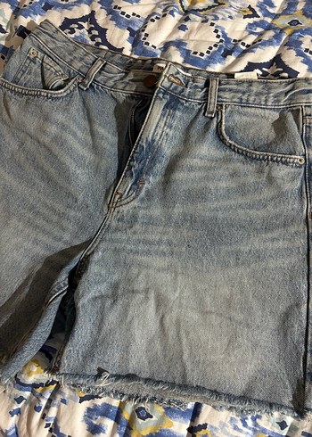 Kadın Mavi Mini Kot Şort - Görsel 2