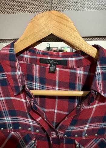 Kırmızı Kareli Düğmeli Kadın Gömlek - Görsel 3