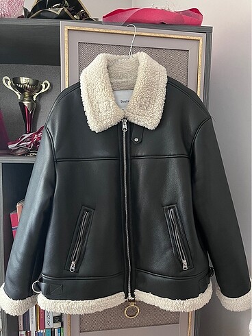 bershka kürklü deri mont
