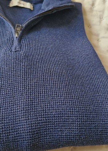 s Beden mavi Renk mango Yarım Fermuarlı Yaka, Uzun Kollu Erkek Triko