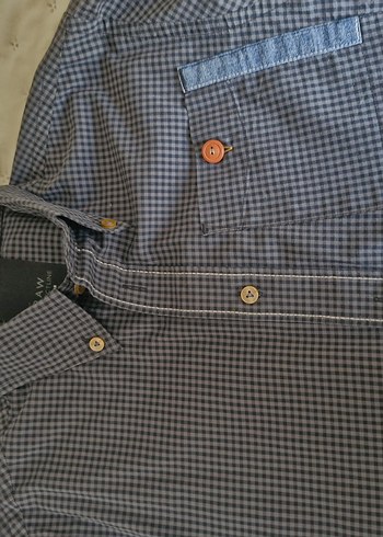 s Beden gri Renk Gri Düğmeli Erkek Denim Gömlek