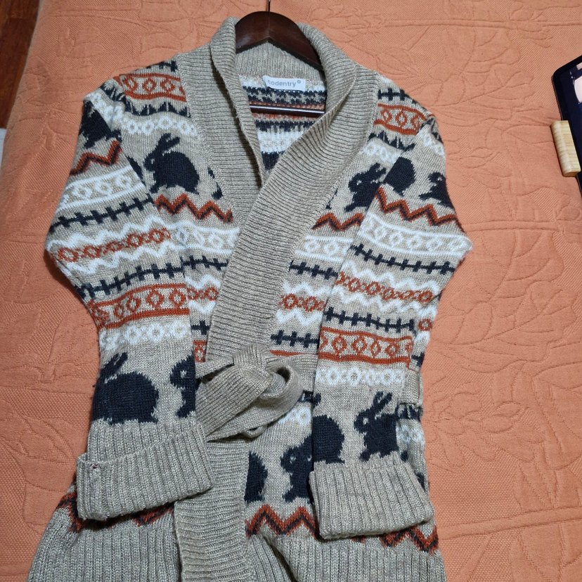 Desenli Bohem Triko Hırka - Görsel 2