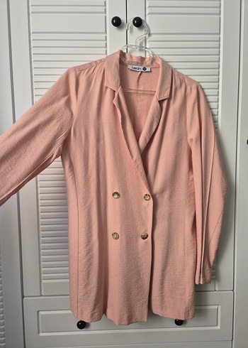Refka Tesettür Giyim Benin marka pudra pembesi Düğmeli Kadın Blazer