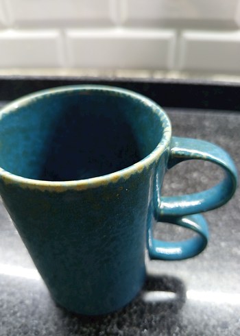 Koyu Mavi Seramik Kulplu Kupa - Görsel 2