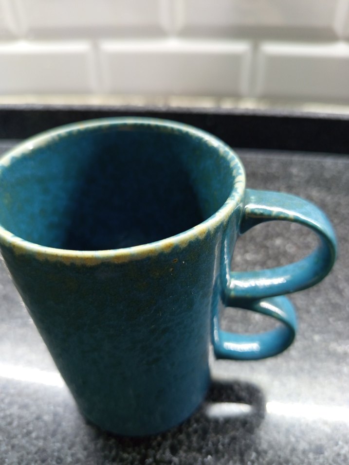 Koyu Mavi Seramik Kulplu Kupa - Görsel 2