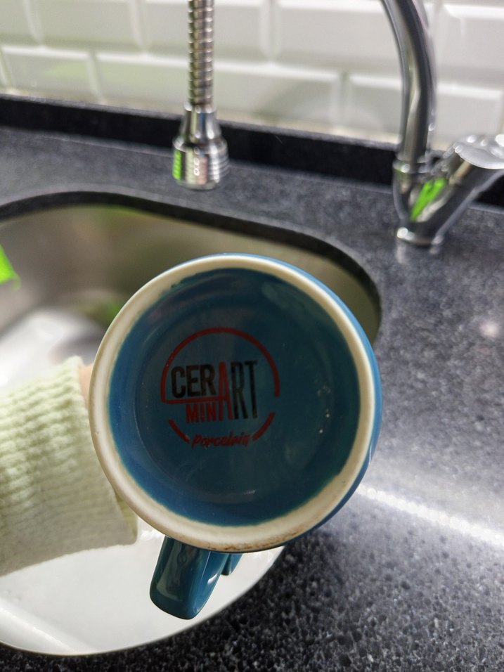 Koyu Mavi Seramik Kulplu Kupa - Görsel 3