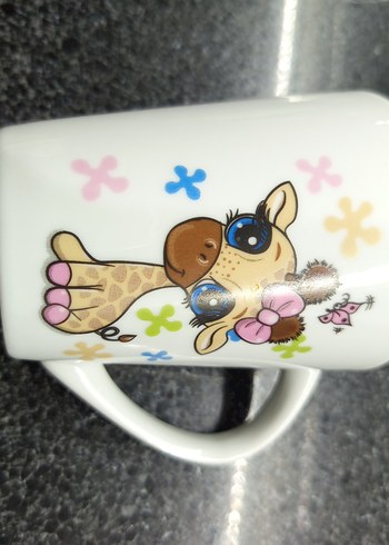 Renkli Desenli Beyaz Seramik Kupa Seti - Görsel 2