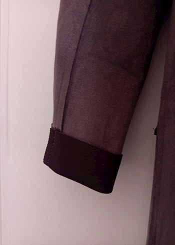 Düğmeli Uzun Süet Kadın Trençkot - Görsel 7