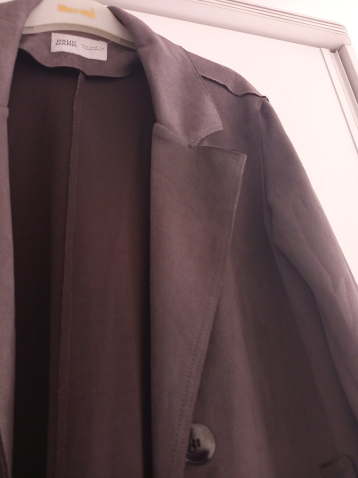 Düğmeli Uzun Süet Kadın Trençkot - Görsel 2