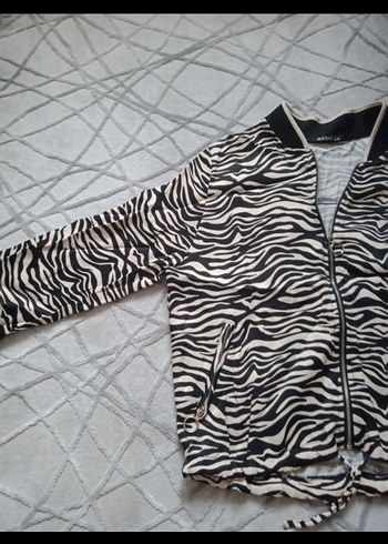 Gri Zebra Desenli Kadın Ceket - Görsel 2