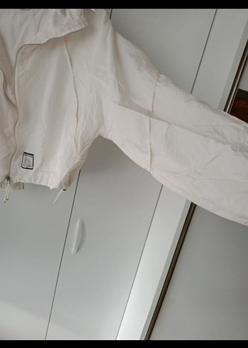 Beyaz Kapüşonlu Keten Kadın Ceket - Görsel 2