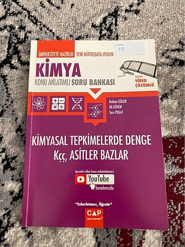 Çap Yayınları kimyasal tepkimelerde denge kçç asitler bazlar