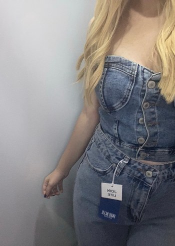 Düğmeli Mavi Denim Kadın Jean