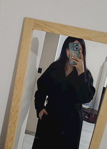 Siyah Erkek Uzun Düğmeli Palto - Görsel 6