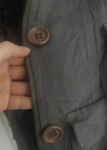 Düğmeli Gri Midi Kadın Ceket - Görsel 4