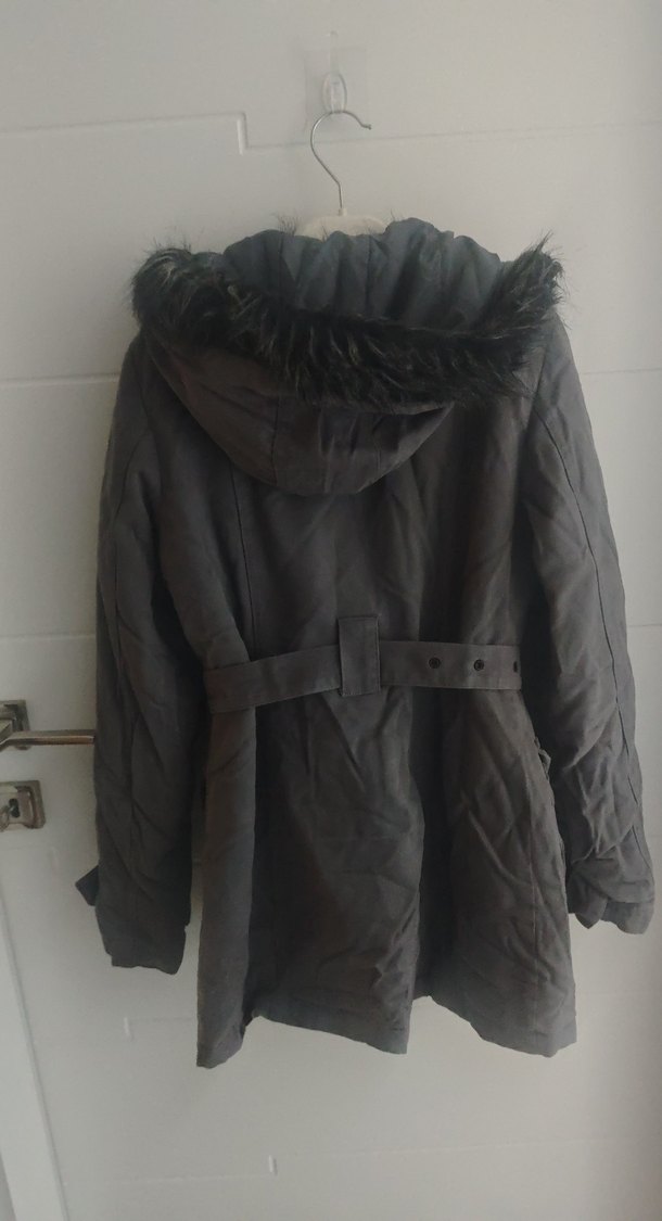 Düğmeli Gri Midi Kadın Ceket - Görsel 5