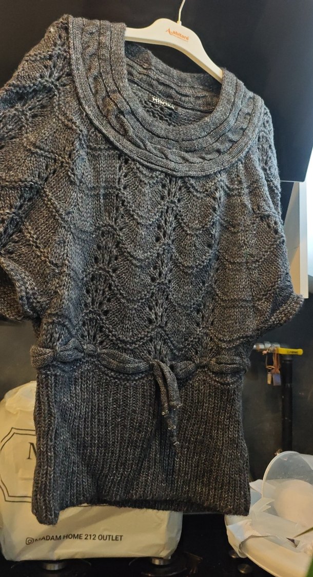 Gri Bohem Örgü Kadın Kazak - Görsel 2