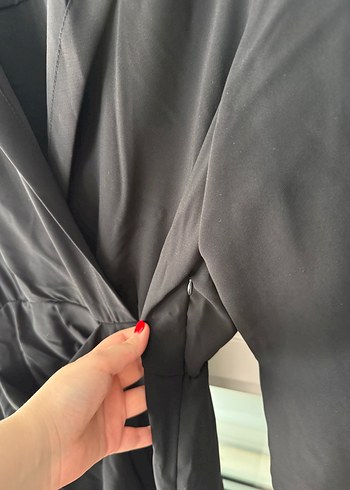 Uzun Kollu Siyah Midi Elbise - Görsel 3