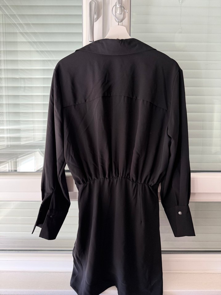 Uzun Kollu Siyah Midi Elbise - Görsel 4